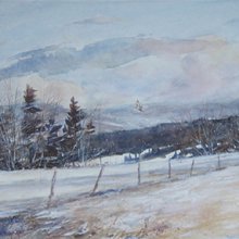 Winter On The High Meadow | Watercolor | 9x32 | SOLD